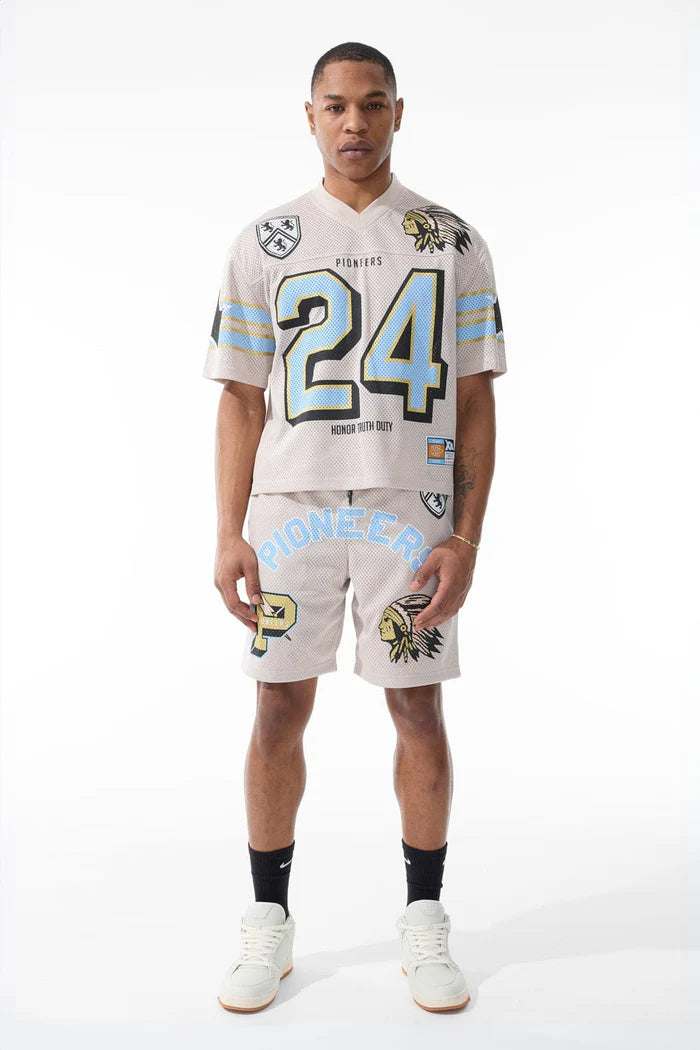 Jordan Craig Men - Pioneer Football Jersey & Mesh Shorts Set (Cream) Jordan Craig