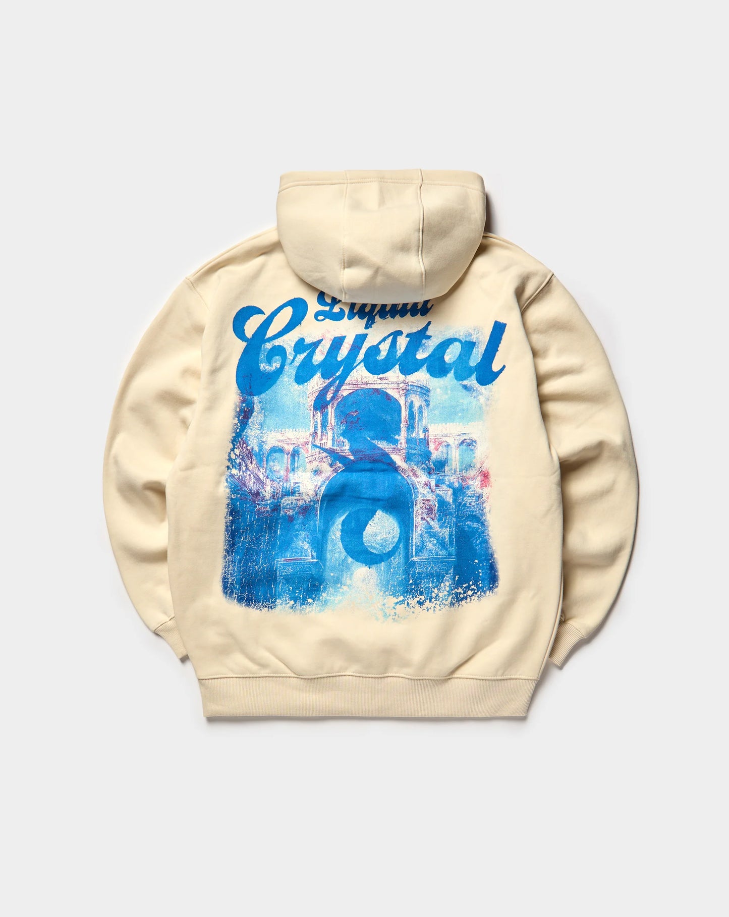 Liquid Crystal - Rhinestone Seahorses Zip Up Hoodie - Bone