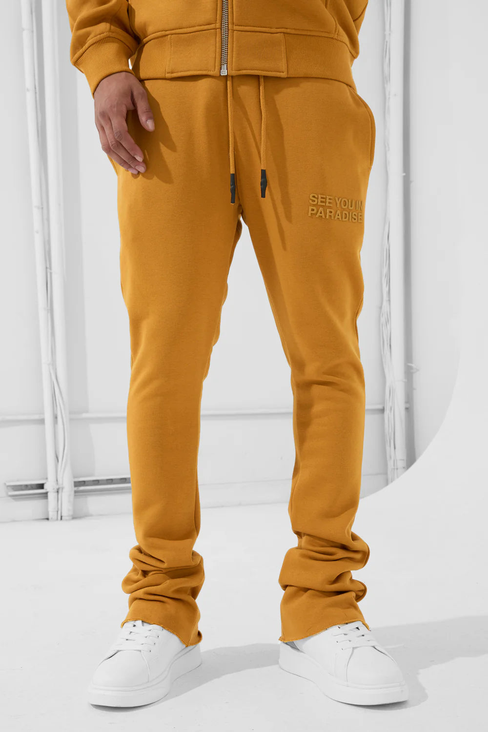 Jordan Craig - Men's SYIP Tonal Zip Up Hoodie & Stacked Sweatpants - Cognac Jordan Craig