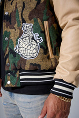 Jordan Craig Life of Vice Men Varsity Jacket - Vintage Camo Jordan Craig