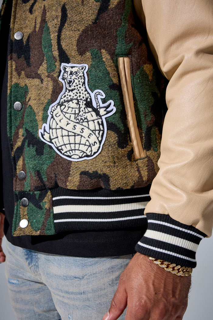 Jordan Craig Life of Vice Men Varsity Jacket - Vintage Camo Jordan Craig
