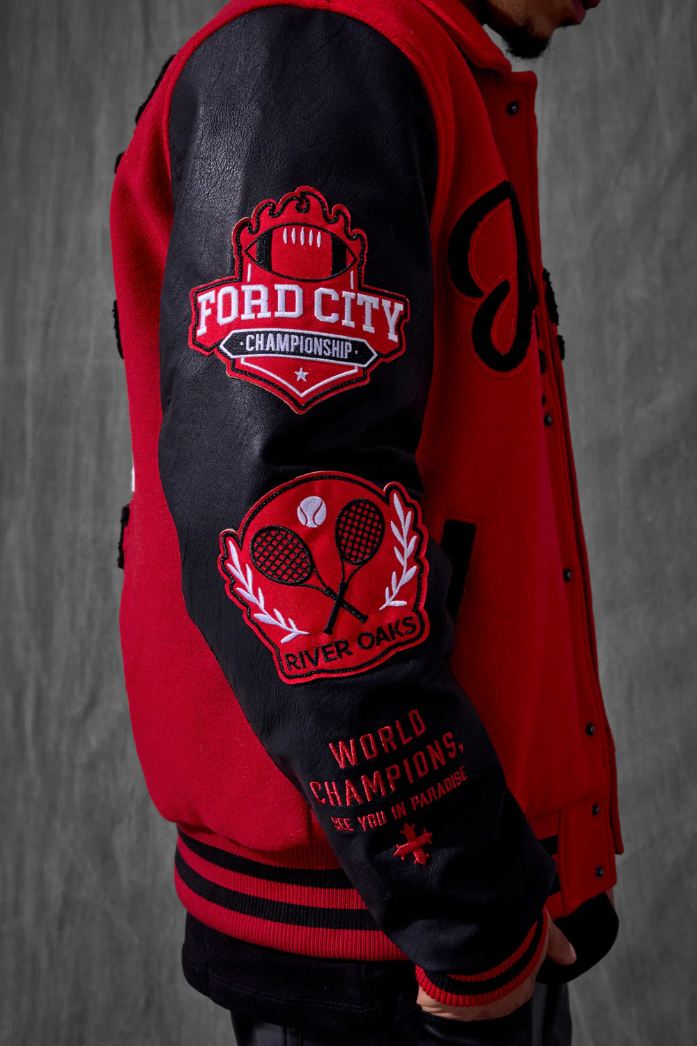 Jordan Craig  Paradise Team Men Varsity Jacket - Red Jordan Craig