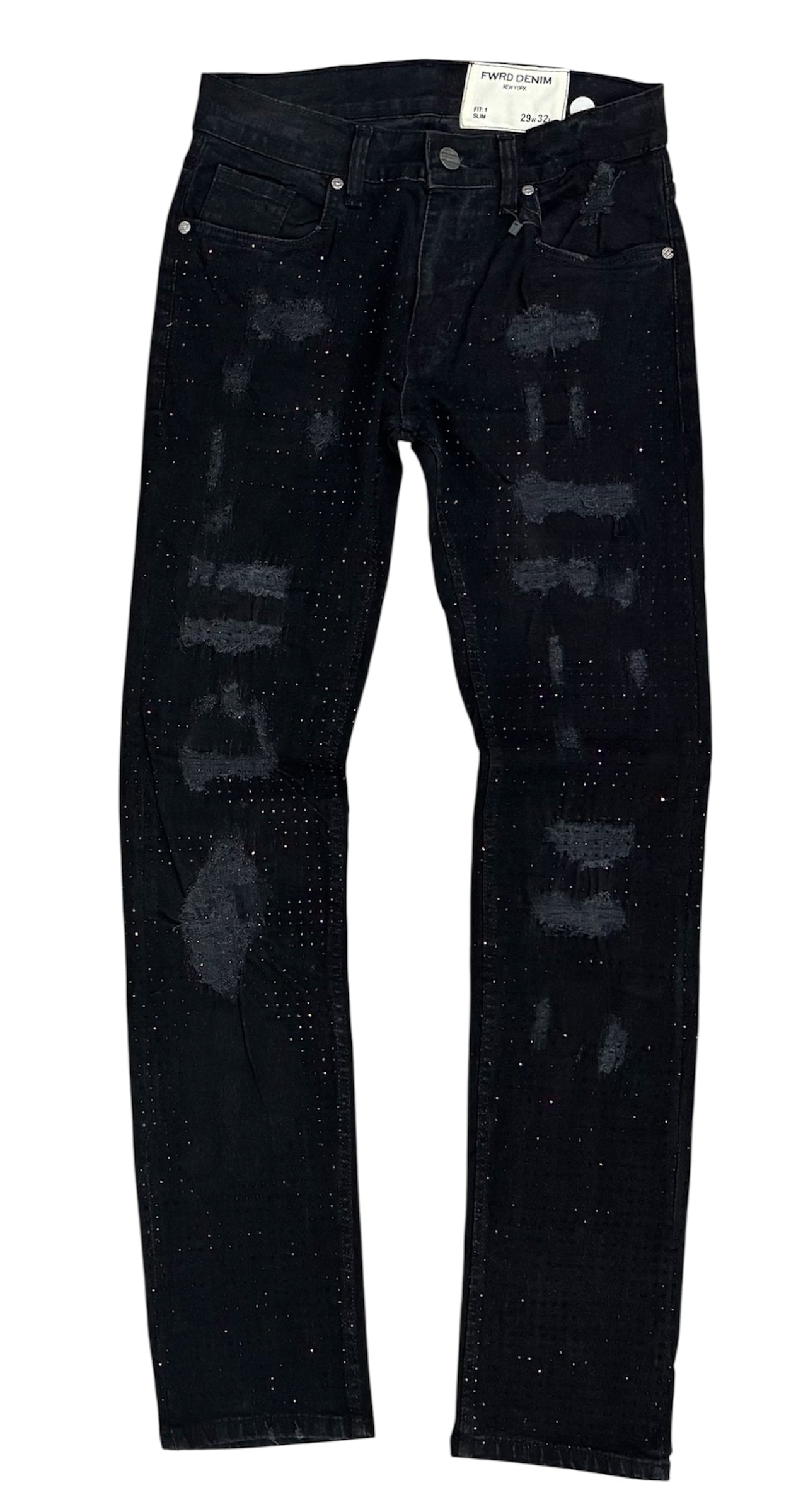 Fwrd Denim - Men Crystalized Jeans - Black FWRD