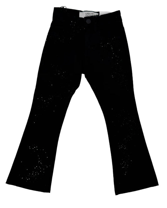 Liquid Crystal - Kids Small & Big Crystal Stacked Jeans - Jet Black JTF2316