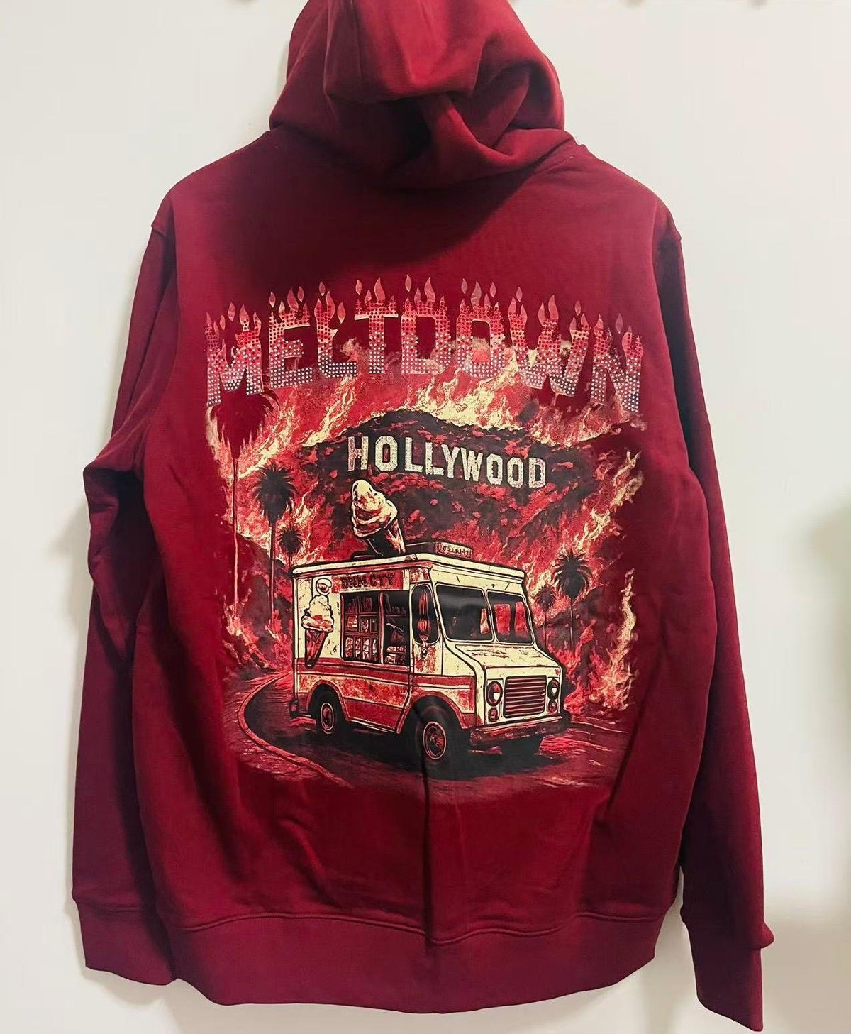 Denim City - Meltdown On Sunset Stone Hoodie - Burgundy