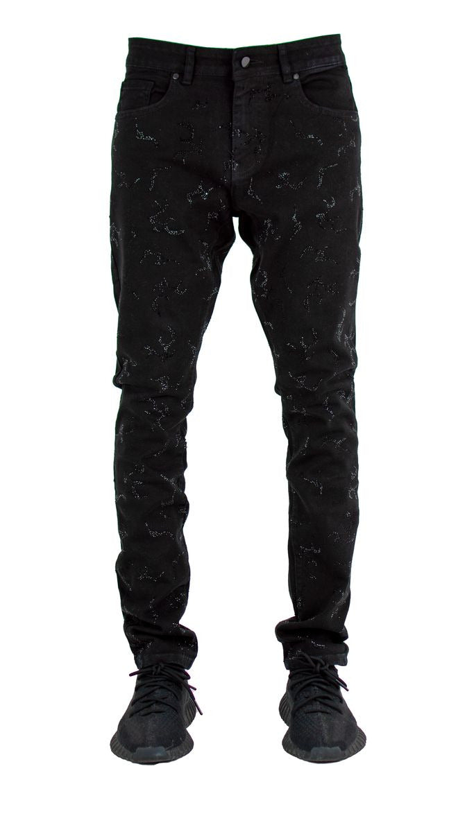 Focus - Men All Over Stone Slim Fit Denim - Black Focus