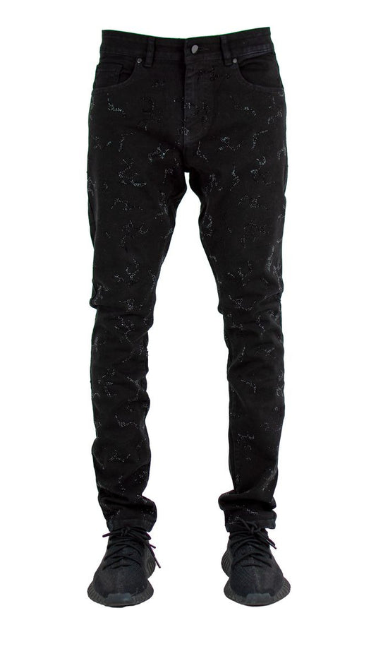 Focus - Men All Over Stone Slim Fit Denim - Black