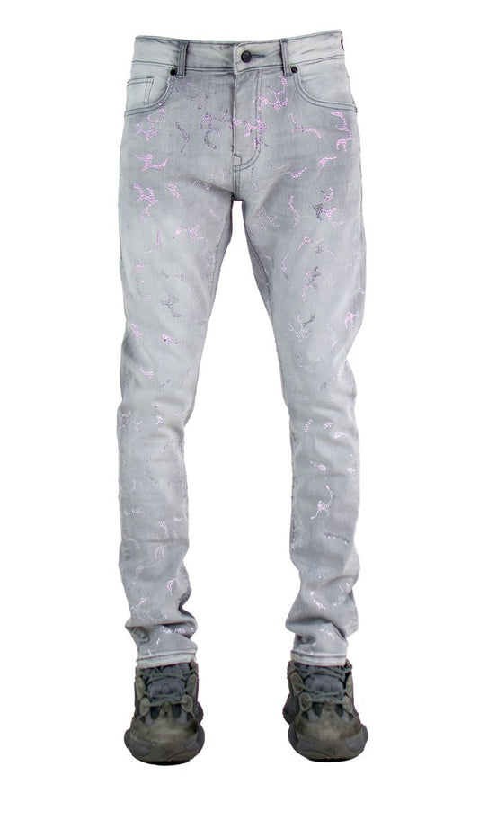 Focus - Men All Over Stone Slim Fit Denim - Light Grey