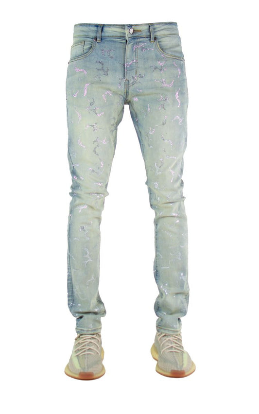 Focus - Men All Over Stone Slim Fit Denim - Vintage