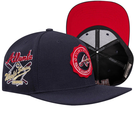 Pro Standard - Atlanta Braves Crest Emblem Wool Snapback Hat - Midnight Navy - BLVD