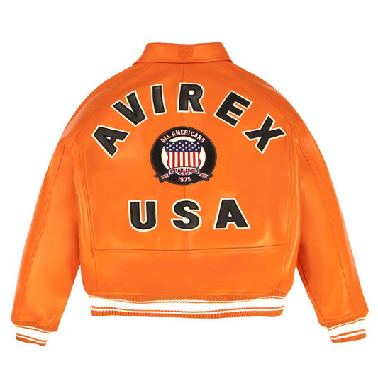 Avirex - Icon Leather Jacket - Safety Orange