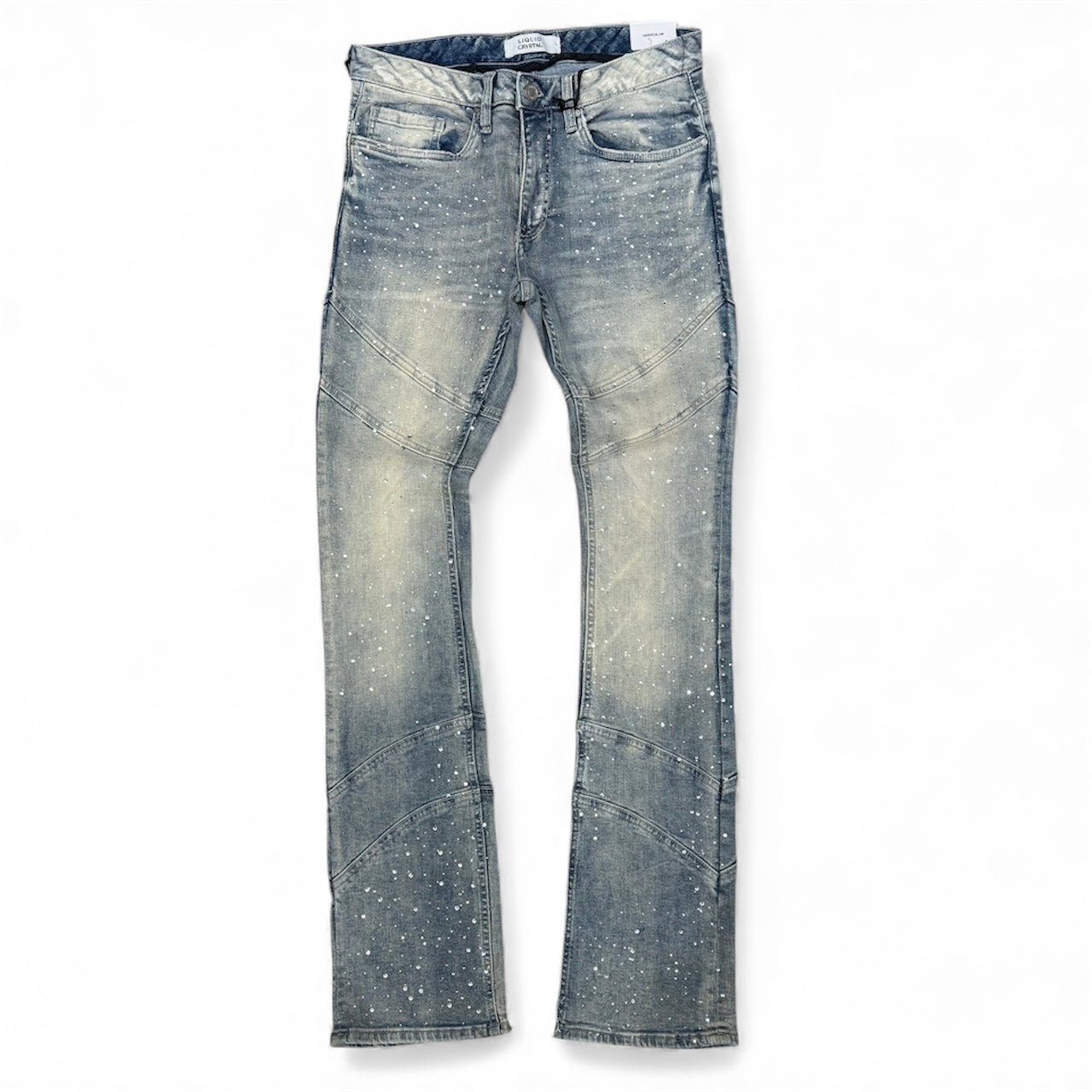 Liquid Crystal - Men Crystal Stacked Jeans - Iced Lager JTF2333 Liquid Crystal