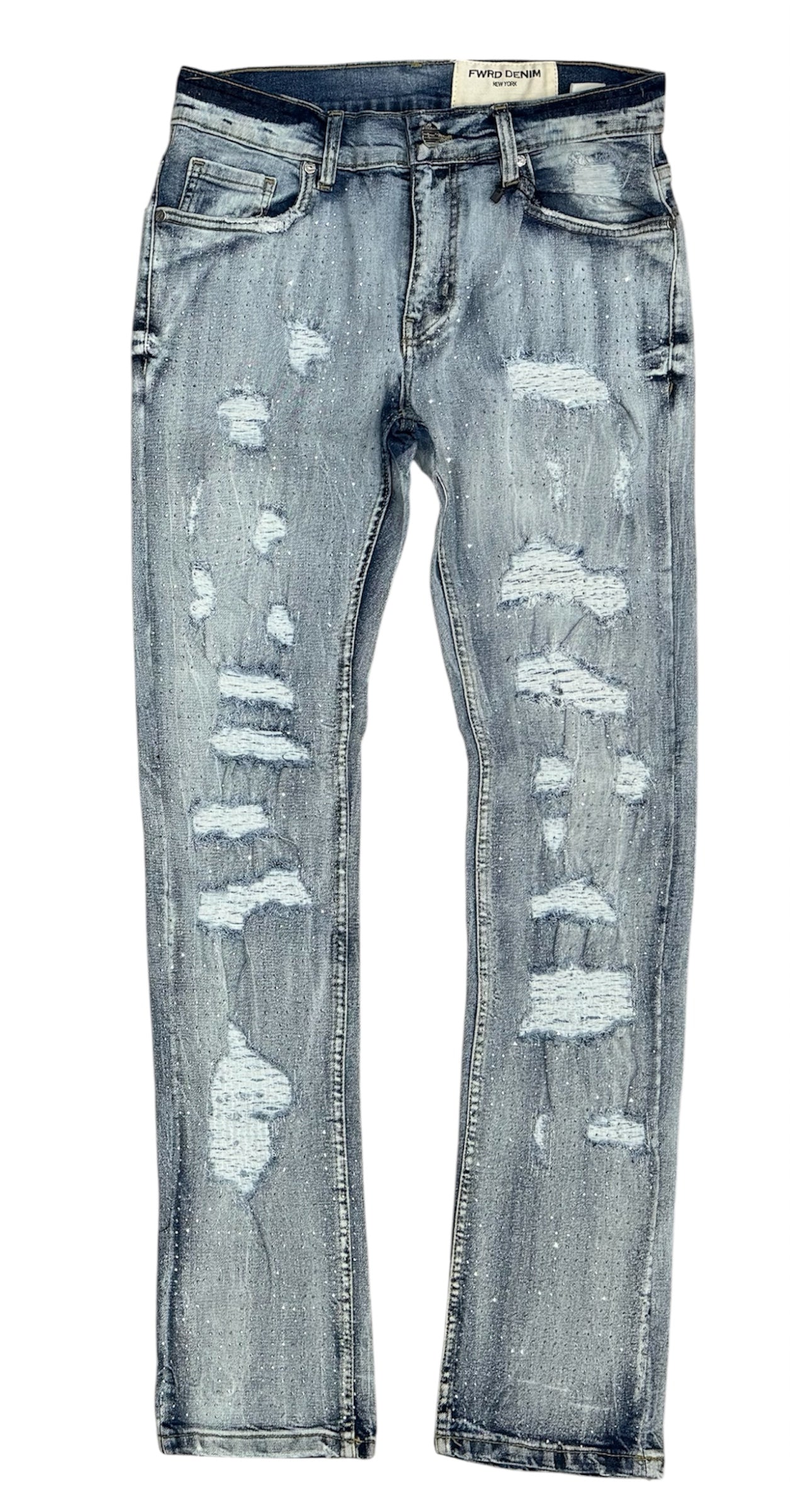 Fwrd Denim - Men Crystalized Jeans - Ice Blue FWRD
