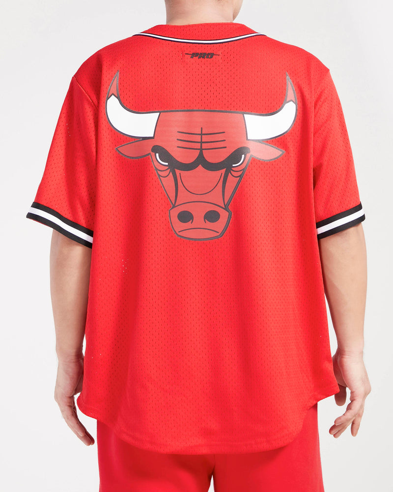 Pro Standard - Chicago Bulls Script Tail Mesh Button Down Shirt - Red / Black