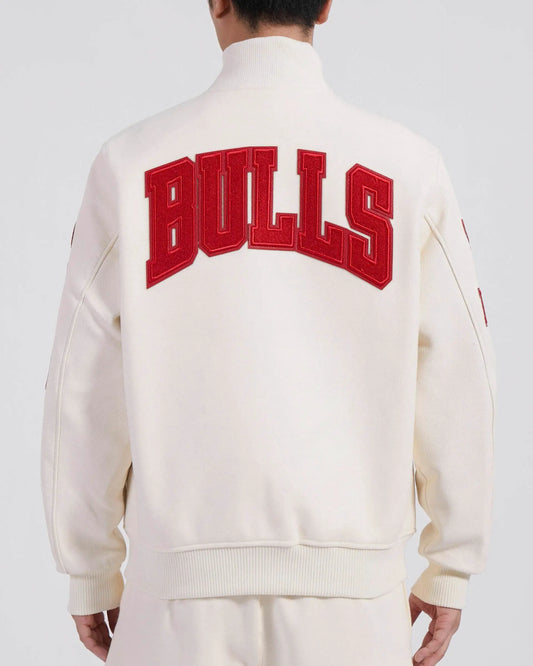 Pro Standard - Chicago Bulls Triple Tonal Varsity Jacket - Eggshell / Red - BLVD