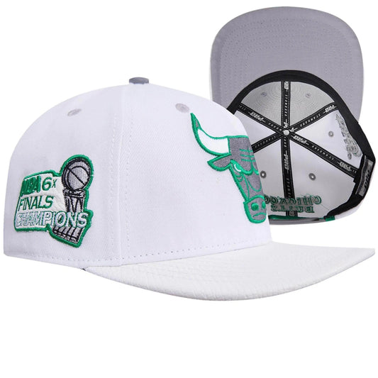 Pro Standard - Chicago Bulls 2 Tone Leather Brim Snapback Hat - White / Green - BLVD