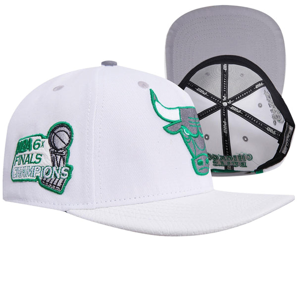 Pro Standard - Chicago Bulls 2 Tone Leather Brim Snapback Hat - White / Green
