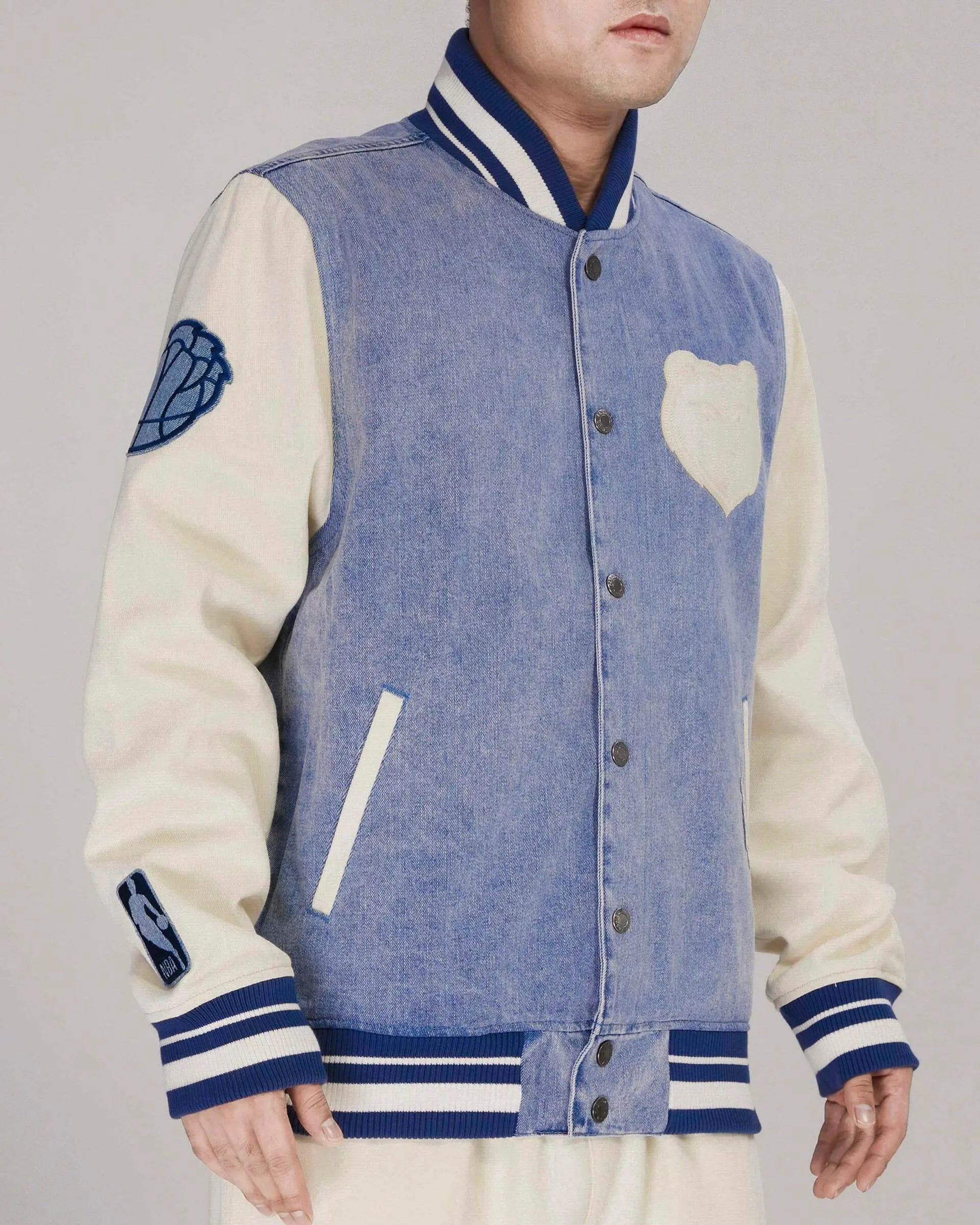Pro Standard Memphis Grizzlies Varsity Blues Denim Varsity Jacket - Denim / Linen - BLVD