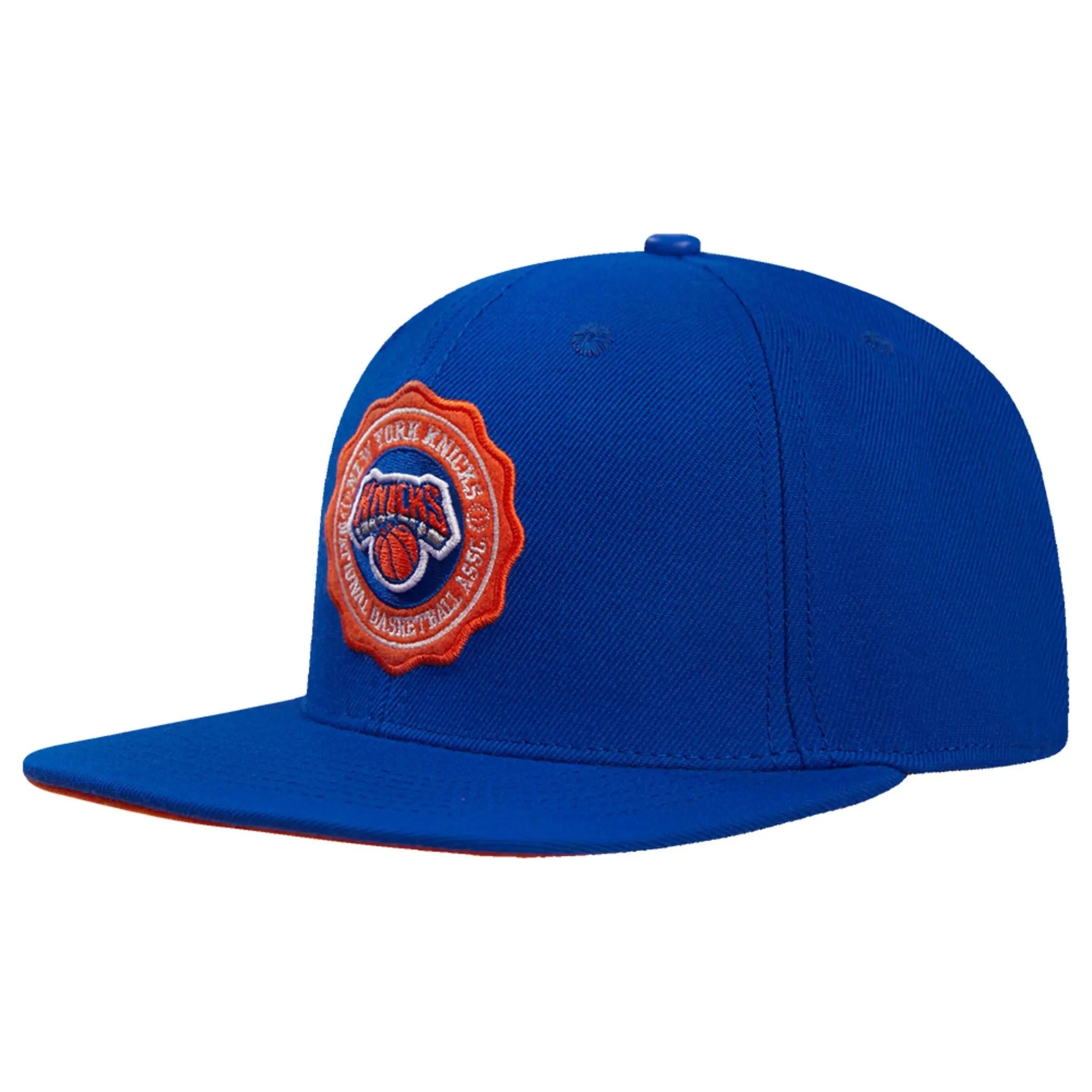 Pro Standard - New York Knicks Crest Emblem Wool Snapback Hat - Royal Blue Orange - BLVD
