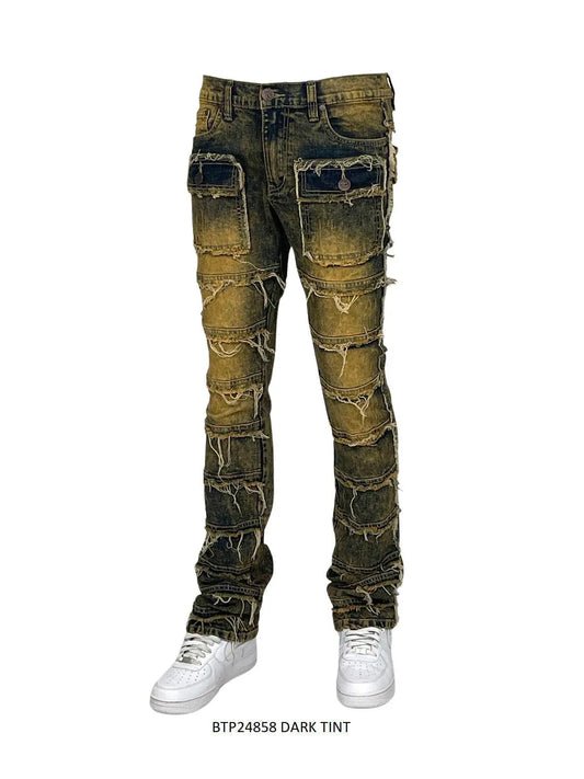 BT Frayed Men Stack Jeans - Dark Tint - BLVD