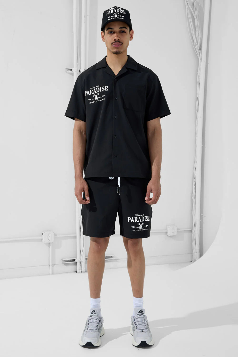 Jordan Craig - Men's Paradise Club S/S Shirt & Shorts Set - Black