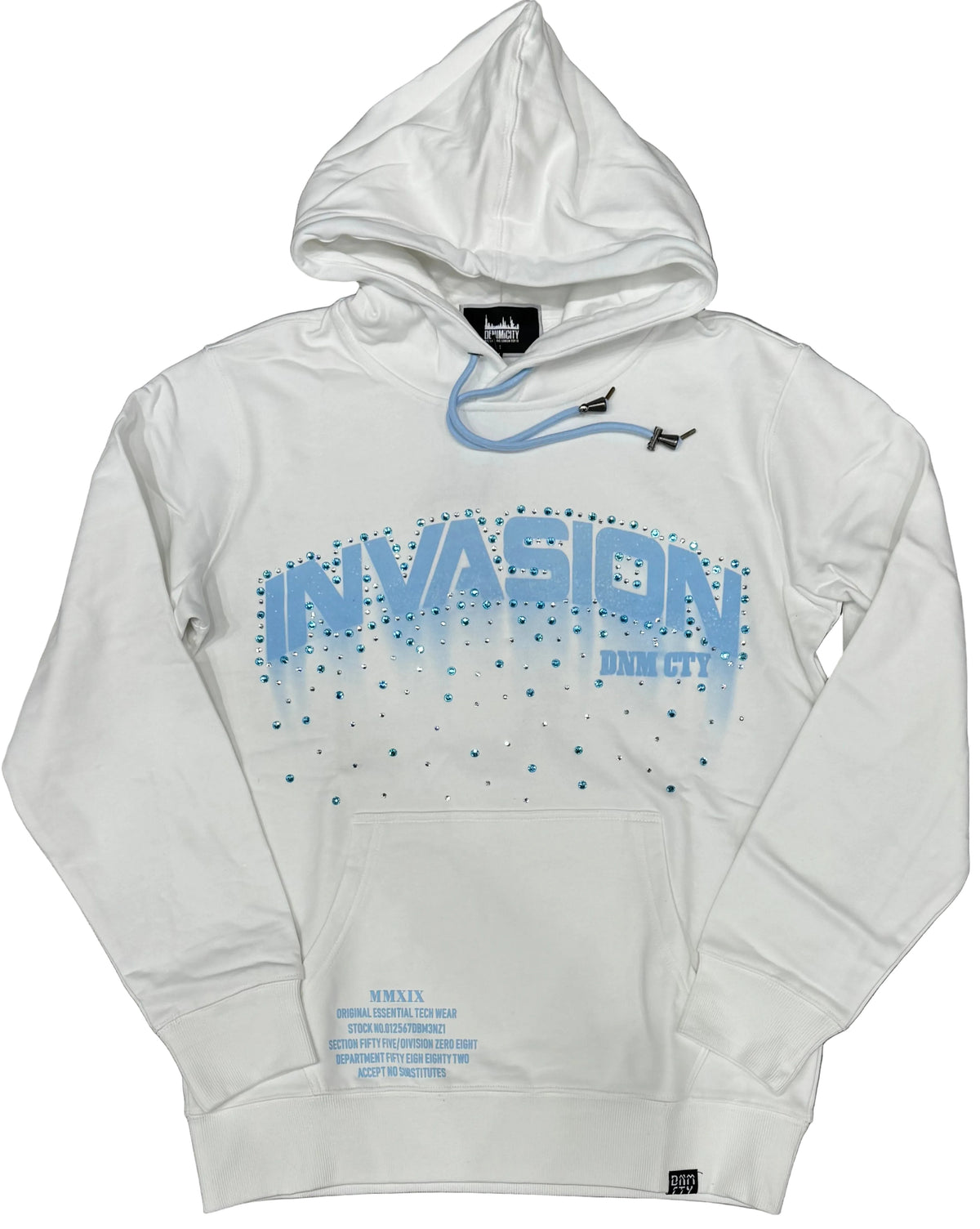 Denim City - Invasion Stone Hoodie - White Baby Blue