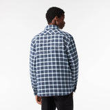 Lacoste Men's Checked Overshirt with Quilted Lining - Navy Blue White QLI - BLVD