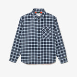 Lacoste Men's Checked Overshirt with Quilted Lining - Navy Blue White QLI - BLVD