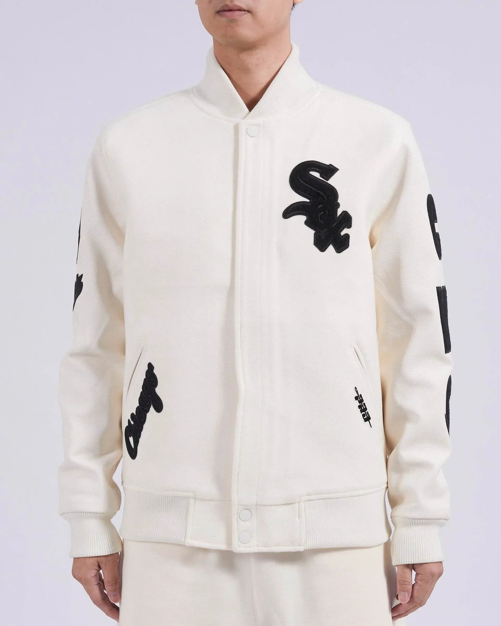 Pro Standard - Chicago White Sox Triple Tonal Varsity Jacket - Eggshell / Black - BLVD