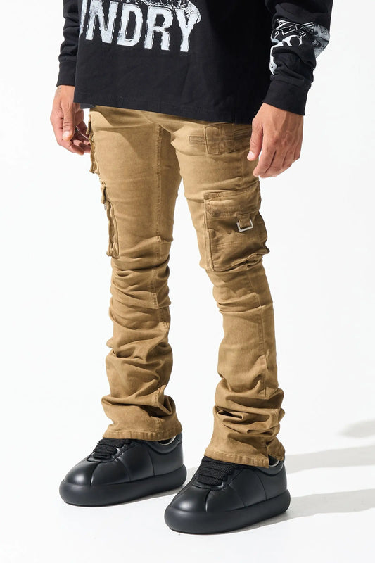 Serenede "CINNAMON" Cargo Stacked Jeans - Brown - BLVD