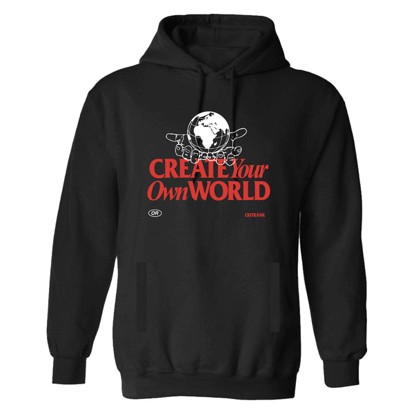 Outrank Create Your Own World Hoodie - Black Red
