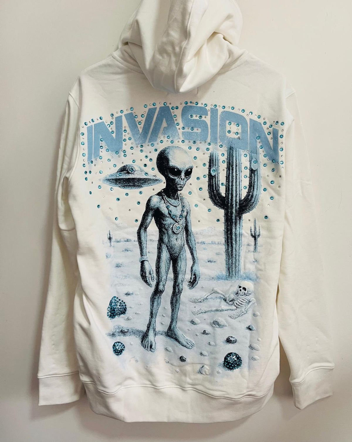 Denim City - Invasion Stone Hoodie - White Baby Blue
