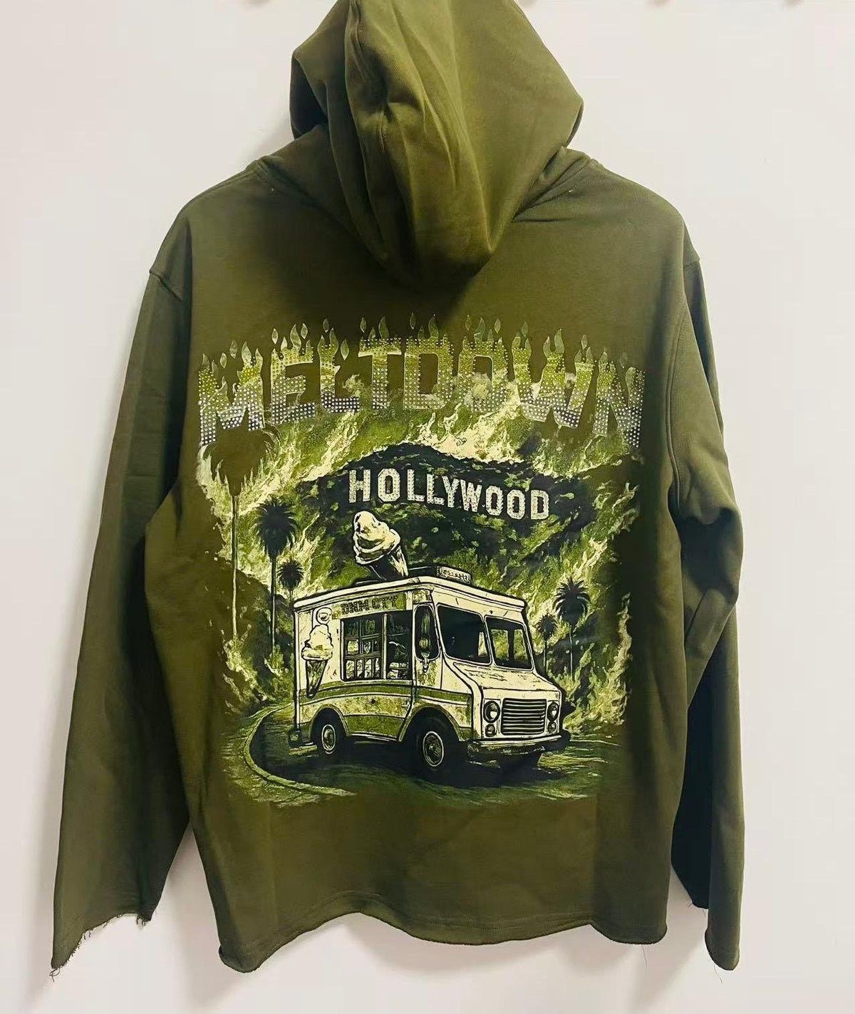 Denim City - Meltdown On Sunset Stone Hoodie - Olive