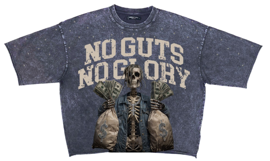 Roku - Enzyme Washed No Guts No Glory Cropped Tee - Washed Midnight Navy