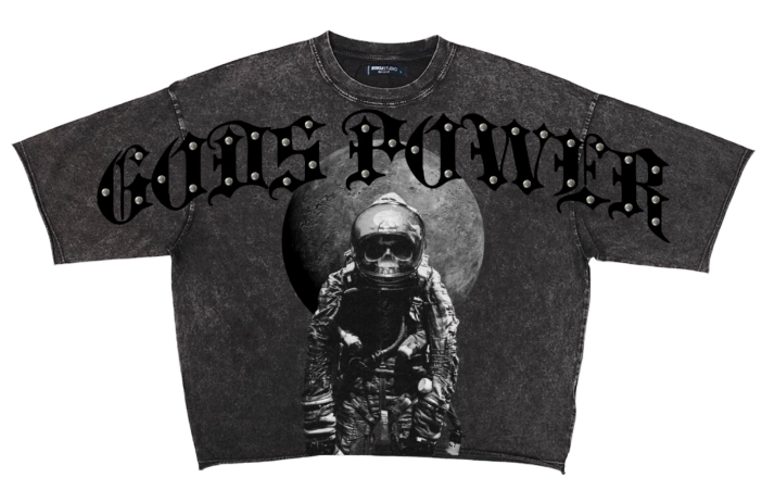 Roku - Enzyme Washed Gods Power Cropped Tee - Washed Black ROKU STUDIO