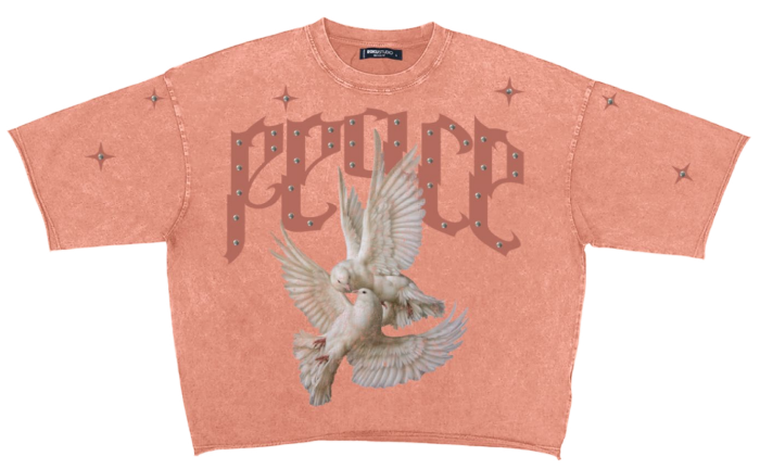 Roku - Enzyme Washed Peace Cropped Tee - Washed Mauve ROKU STUDIO