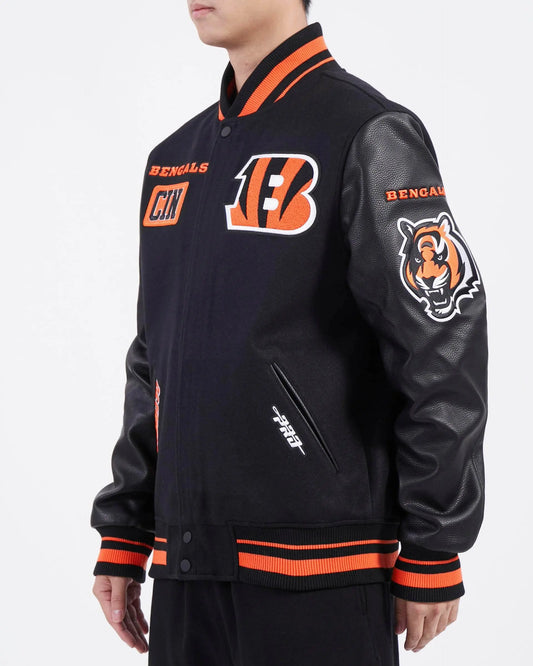 Pro Standard - Cincinnati Bengals Area Code M Rib Wool Varsity Jacket - Black / Orange - BLVD