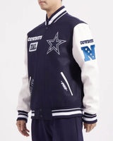 Pro Standard - Dallas Cowboys Area Code M Rib Wool Varsity Jacket - Midnight Navy / White - BLVD
