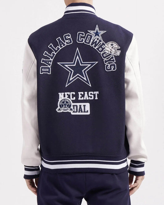 Pro Standard - Dallas Cowboys Area Code M Rib Wool Varsity Jacket - Midnight Navy / White - BLVD