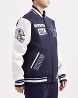 Pro Standard - Dallas Cowboys Area Code M Rib Wool Varsity Jacket - Midnight Navy / White - BLVD