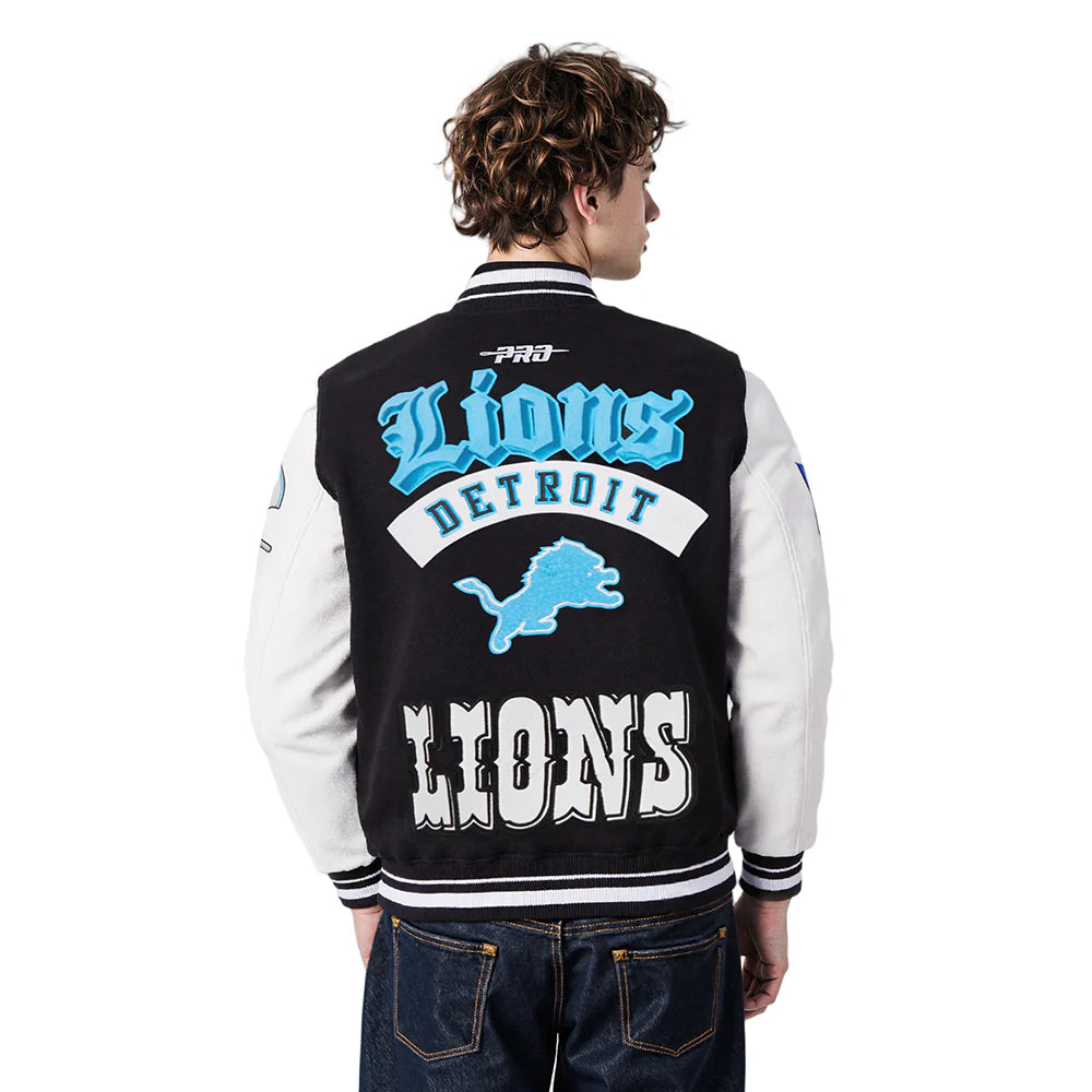 Pro Standard - NFL Detroit Lions Best Of Men's Rib Wool Varsity Jacket - Black Pro Standard