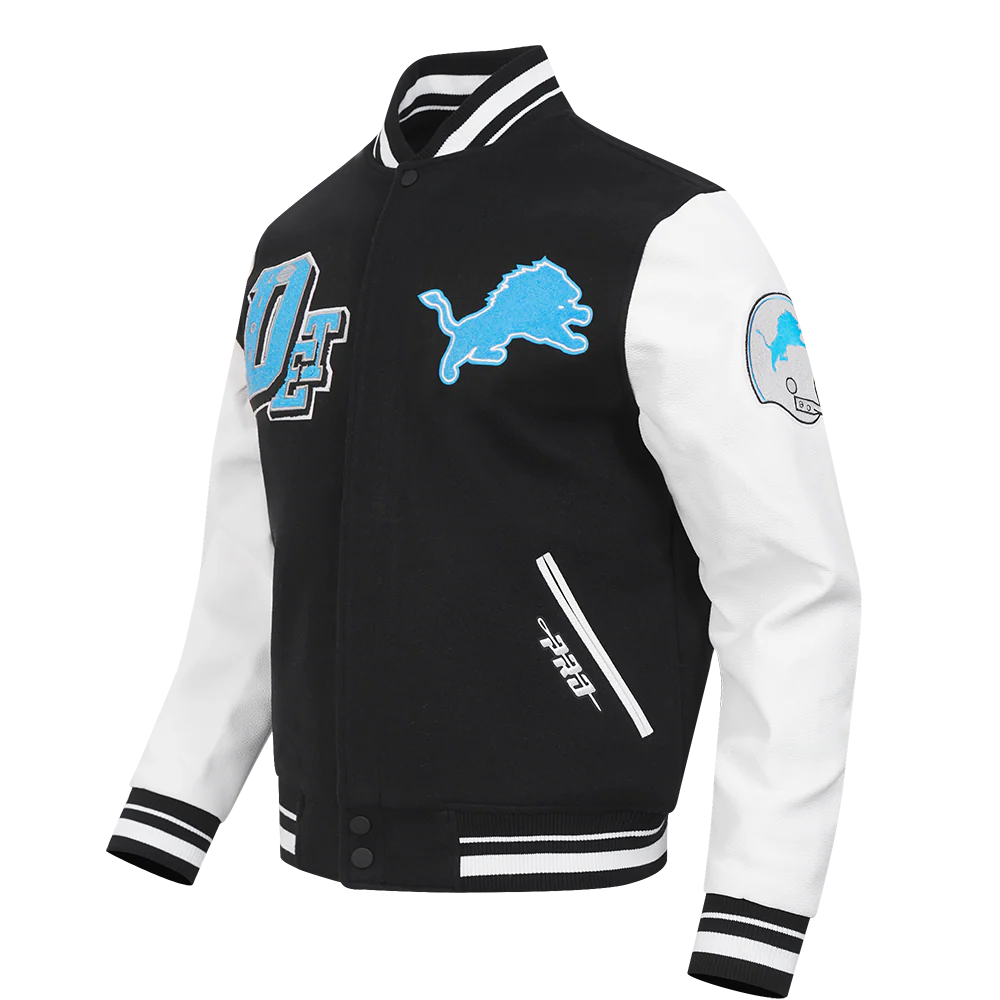 Pro Standard - NFL Detroit Lions Best Of Men's Rib Wool Varsity Jacket - Black Pro Standard