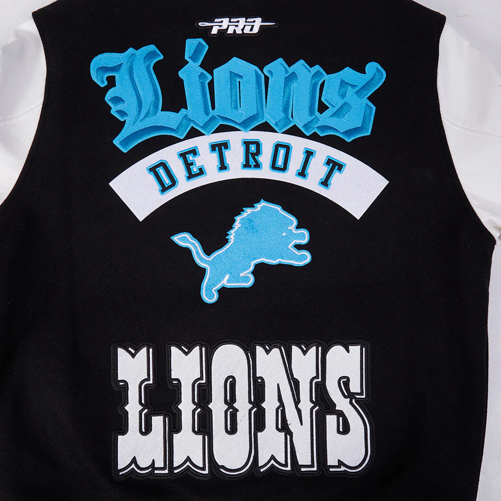 Pro Standard - NFL Detroit Lions Best Of Men's Rib Wool Varsity Jacket - Black Pro Standard