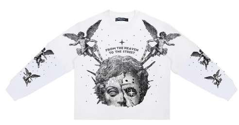 Roku - From Heaven To The Street Boxy Layered Long Sleeve Tee - White ROKU STUDIO