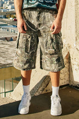 Fr - Washed Multi Cargo Denim Shorts - Camoflage FIRST ROW