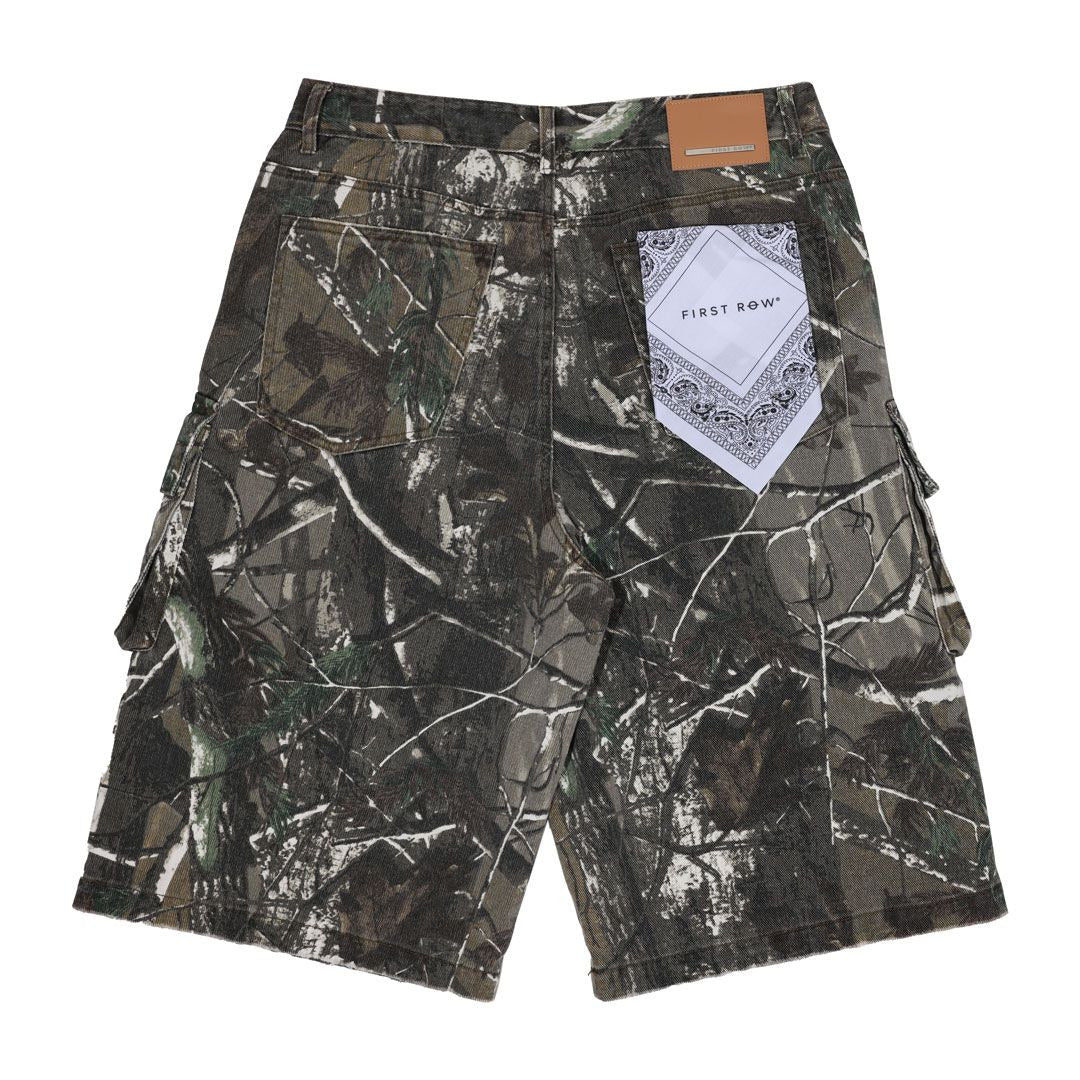 Fr - Washed Multi Cargo Denim Shorts - Camoflage FIRST ROW