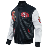 Pro Standard - Nfl San Francisco 49ers Best Of Men's Leather Varsity Jacket - Black Pro Standard