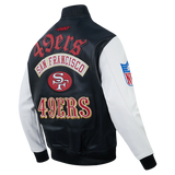 Pro Standard - Nfl San Francisco 49ers Best Of Men's Leather Varsity Jacket - Black Pro Standard