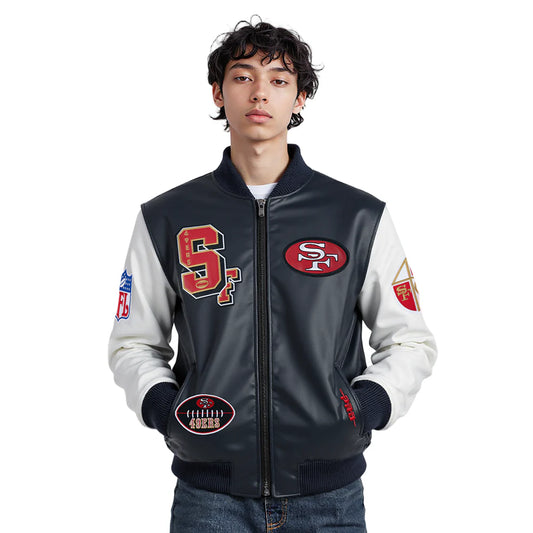 Pro Standard - Nfl San Francisco 49ers Best Of Men's Leather Varsity Jacket - Black