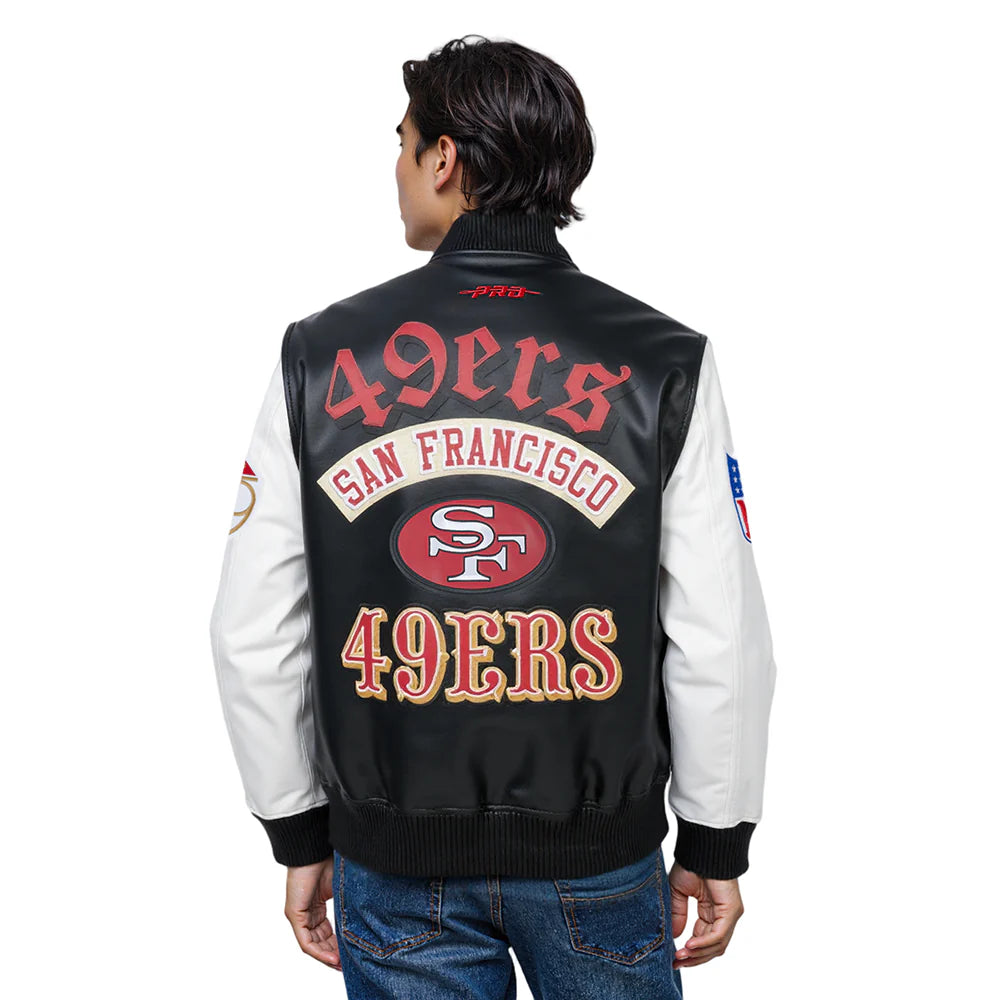 Pro Standard - Nfl San Francisco 49ers Best Of Men's Leather Varsity Jacket - Black Pro Standard